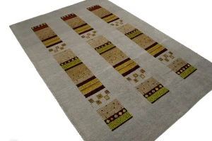 Gray Geometric 6X8 Indo-Gabbeh Oriental Rug