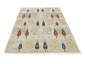 Oatmeal Pictorial Tribal 6X8 Indo-Gabbeh Oriental Rug
