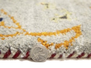 Oatmeal Pictorial Tribal 6X8 Indo-Gabbeh Oriental Rug