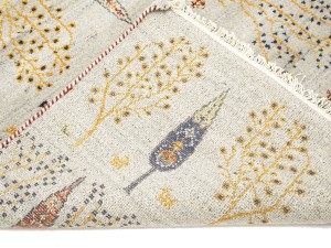 Oatmeal Pictorial Tribal 6X8 Indo-Gabbeh Oriental Rug