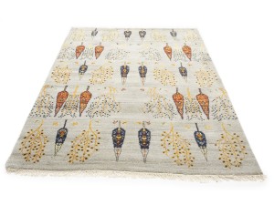 Oatmeal Pictorial Tribal 6X8 Indo-Gabbeh Oriental Rug