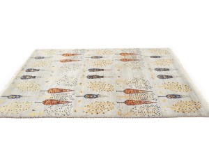Oatmeal Pictorial Tribal 6X8 Indo-Gabbeh Oriental Rug