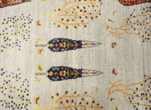Oatmeal Pictorial Tribal 6X8 Indo-Gabbeh Oriental Rug