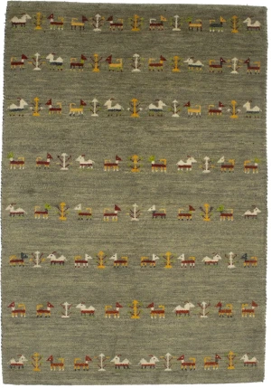 Bronwish Gray Tribal 4X6 Indo-Gabbeh Oriental Rug