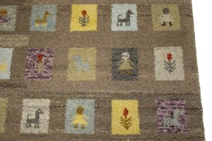 Brown Tribal Checkered 4X6 Indo-Gabbeh Oriental Rug