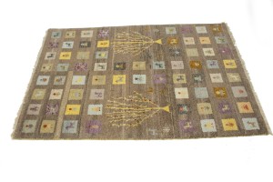 Brown Tribal Checkered 4X6 Indo-Gabbeh Oriental Rug