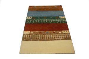 Multicolored Tribal Stripes 4X6 Indo-Gabbeh Oriental Rug