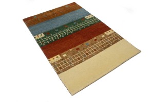 Multicolored Tribal Stripes 4X6 Indo-Gabbeh Oriental Rug