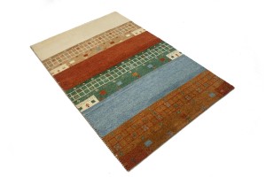 Multicolored Tribal Stripes 4X6 Indo-Gabbeh Oriental Rug