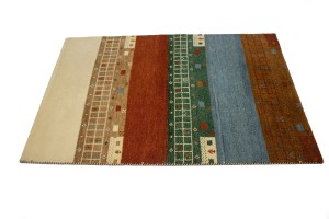 Multicolored Tribal Stripes 4X6 Indo-Gabbeh Oriental Rug