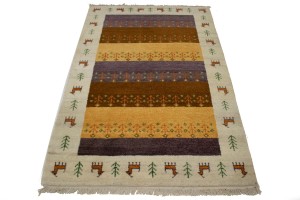 Multicolored Stripes Tribal 4X6 Indo-Gabbeh Oriental Rug