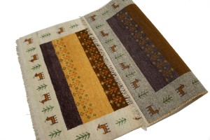 Multicolored Stripes Tribal 4X6 Indo-Gabbeh Oriental Rug