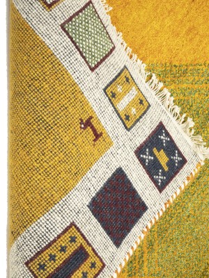 Golden Yellow Bordered 4X6 Indo-Gabbeh Oriental Rug
