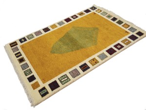 Golden Yellow Bordered 4X6 Indo-Gabbeh Oriental Rug