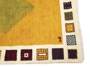Golden Yellow Bordered 4X6 Indo-Gabbeh Oriental Rug