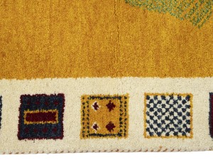 Golden Yellow Bordered 4X6 Indo-Gabbeh Oriental Rug
