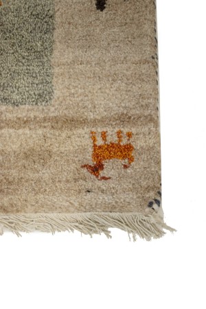 Cream Tribal Pictorial 4X6 Indo-Gabbeh Oriental Rug