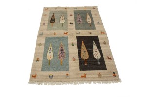 Cream Tribal Pictorial 4X6 Indo-Gabbeh Oriental Rug