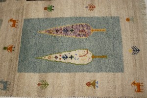 Cream Tribal Pictorial 4X6 Indo-Gabbeh Oriental Rug