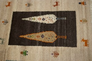 Cream Tribal Pictorial 4X6 Indo-Gabbeh Oriental Rug