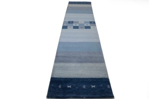 Blue Tribal 3X13 Indo-Gabbeh Oriental Runner Rug