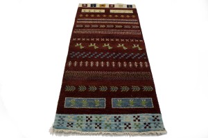 Maroon Red Tribal 3X6 Indo-Gabbeh Oriental Rug