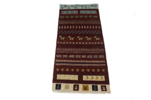 Maroon Red Tribal 3X6 Indo-Gabbeh Oriental Rug