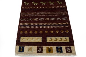 Maroon Red Tribal 3X6 Indo-Gabbeh Oriental Rug