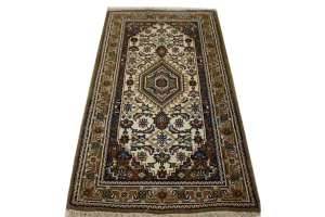 Cream Floral Tribal 3x5 Indo-Bidjar Oriental Rug