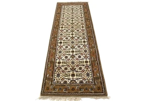 Cream Floral Tribal 2'7X8 Indo-Bidjar Oriental Runner Rug