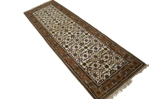 Cream Floral Tribal 2'7X8 Indo-Bidjar Oriental Runner Rug