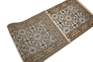 Cream Floral Tribal 3X8 Indo-Bidjar Oriental Runner Rug