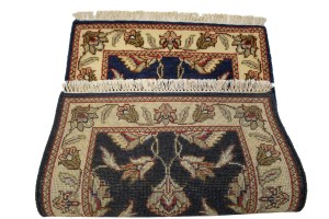 Dark Navy Floral 2X3 Indo-Kashan Oriental Rug