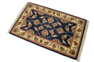 Dark Navy Floral 2X3 Indo-Kashan Oriental Rug