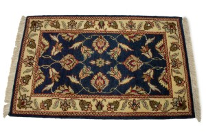Dark Navy Floral 2X3 Indo-Kashan Oriental Rug