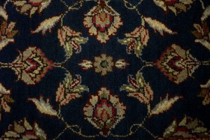 Dark Navy Floral 2X3 Indo-Kashan Oriental Rug