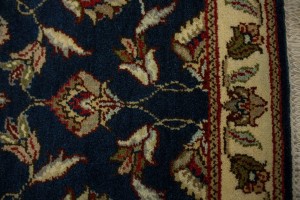 Dark Navy Floral 2X3 Indo-Kashan Oriental Rug