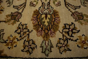 Beige Floral Classic 4X6 Indo-Kashan Oriental Rug