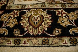 Cream & Charcoal Floral 4X6 Indo-Kashan Oriental Rug