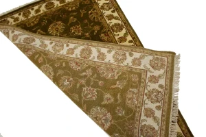 Brown Floral 4X6 Traditional Indo-Kashan Oriental Rug