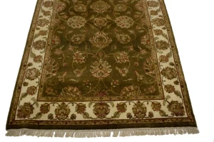 Brown Floral 4X6 Traditional Indo-Kashan Oriental Rug