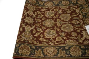 Red & Charcoal Floral 3X12 Indo-Kashan Oriental Runner Rug