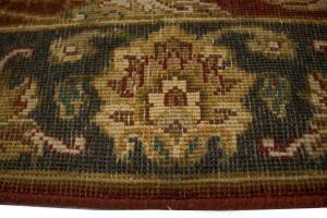 Red & Charcoal Floral 3X12 Indo-Kashan Oriental Runner Rug
