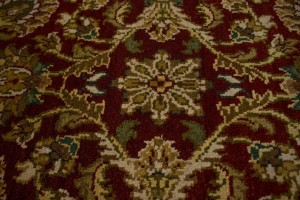 Red & Charcoal Floral 3X12 Indo-Kashan Oriental Runner Rug