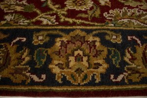 Red & Charcoal Floral 3X12 Indo-Kashan Oriental Runner Rug