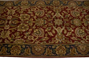 Red & Charcoal Floral 3X12 Indo-Kashan Oriental Runner Rug