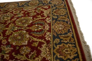 Red & Charcoal Floral 3X12 Indo-Kashan Oriental Runner Rug