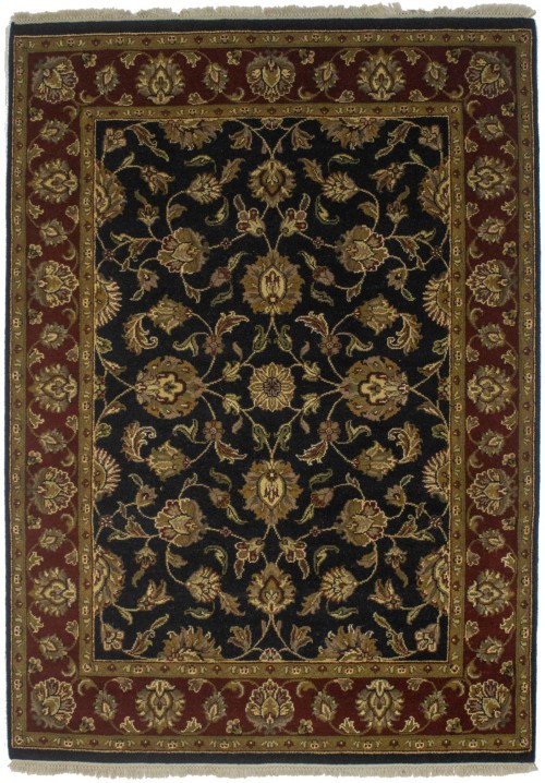 Charcoal Floral 5X7 Indo-Kashan Oriental Rug