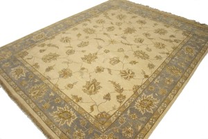 Cream Floral 8X11 Oushak Chobi Oriental Rug