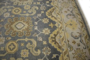 Slate Gray Floral 6X9 Oushak Chobi Oriental Rug